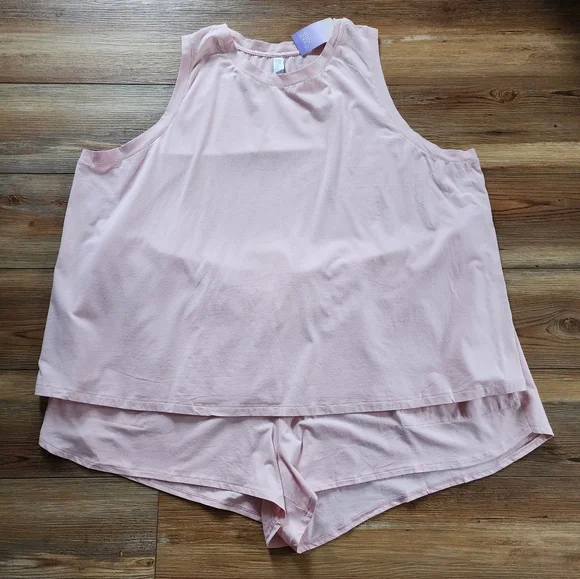 Stars Above Pink Pajama Set Relaxed Fit Sleeveless Tank and Shorts - Picture 2 of 4